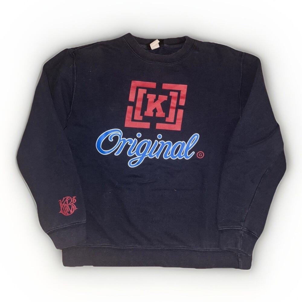 Vintage Krew Original Skateboarding Crewneck Sweatshirt Navy Blue Large 21x25